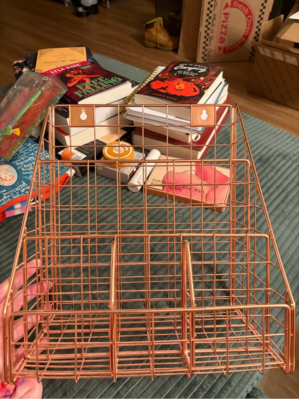 Rose gold desk organizer